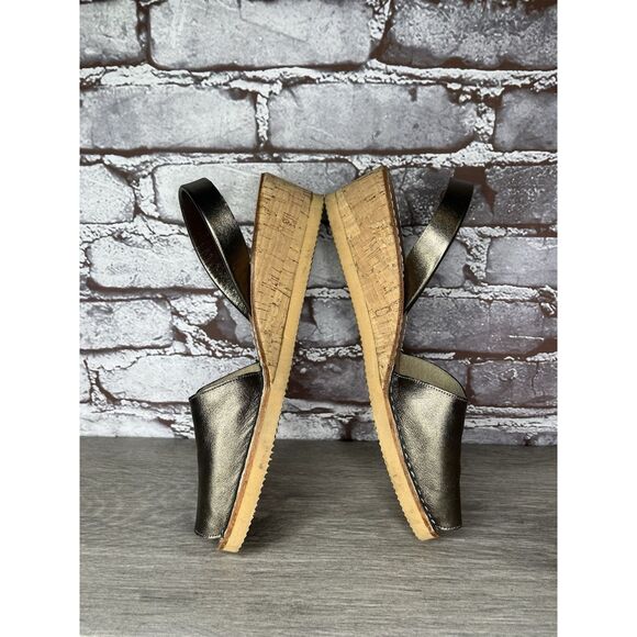 Calaxini Metallic Bronze Leather Avarca Wedge Slingback Sandals Women Sz 40EU/9M - Picture 10 of 16